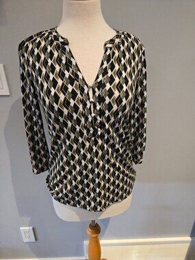 Dalia Geometric Print 3/4 Sleeve Blouse | XL | EUC